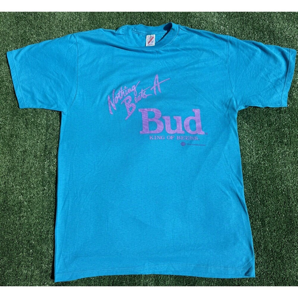 Vintage 90s Nothing Beats a Bud King of Beers Screaming Eagle T-shirt Size Large